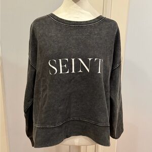 SEINT Black Washed Crewneck Sweatshirt